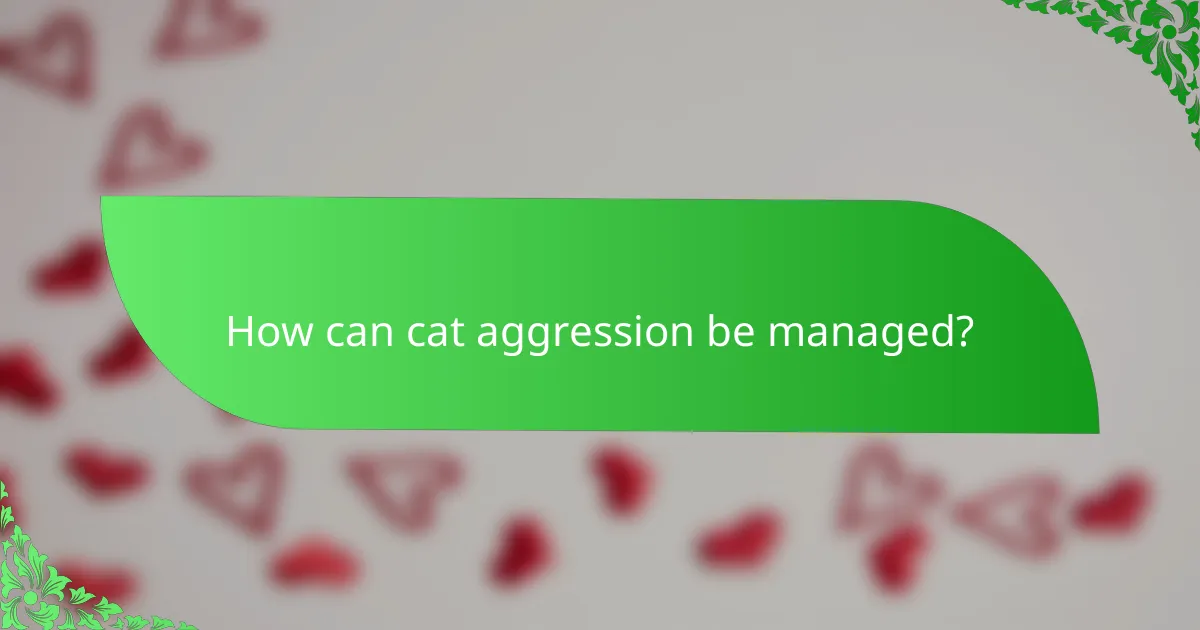 How can cat aggression be managed?