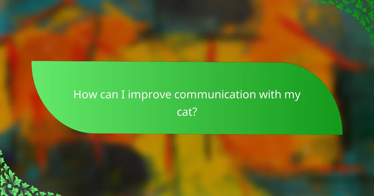 How can I improve communication with my cat?